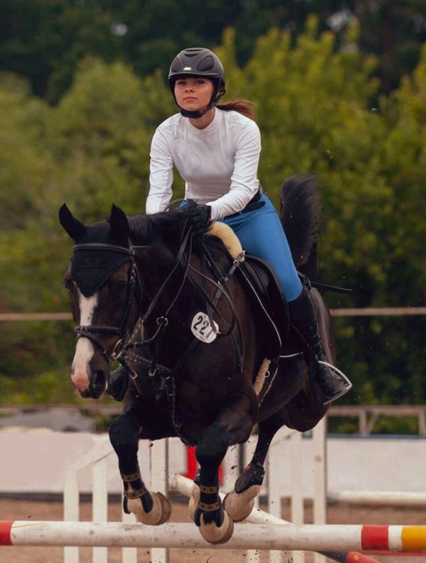 Blue Riding Tights, Silicone Seat, Size M - Image 2