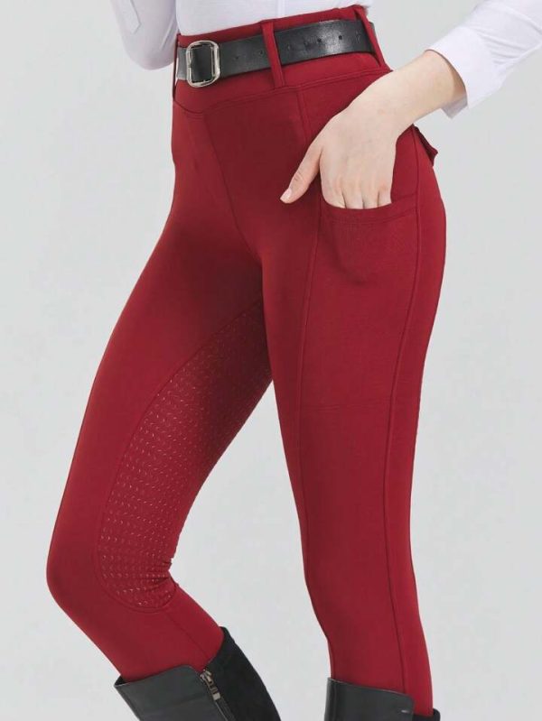 Burgundy Winter Riding Breeches Size Medium - Image 3