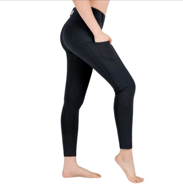 Black Riding Tights, Silicone Seat, Size Large - Image 4